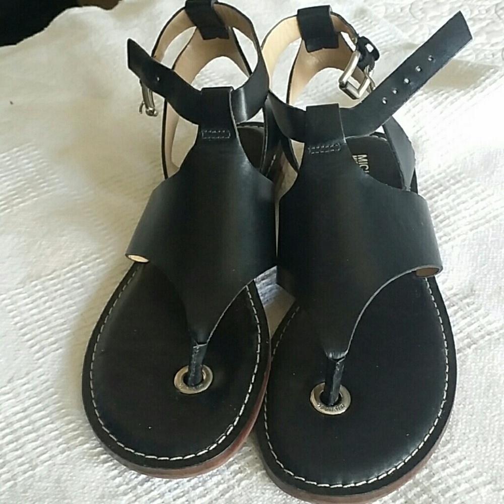 Michael Kors black leather gladiators